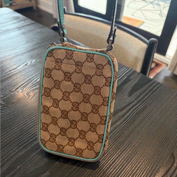 Gucci Beige GG Patterned teal leather Crossbody Bag - Picture 8 of 14